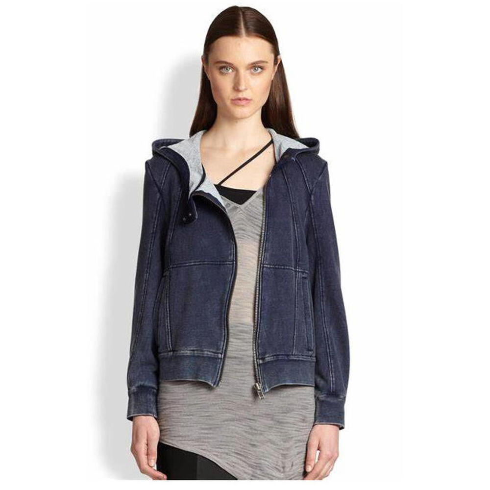 Helmut Lang blue acid washed hoodie sweatshirt size S, Retail $595.00